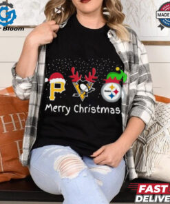 Official Pittsburgh Sports Pirates Penguins And Steelers Merry Christmas 2024 Shirt