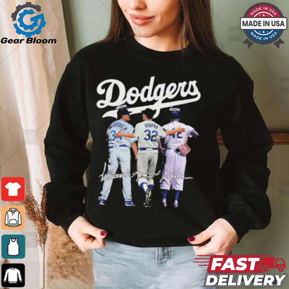 Official The Dodgers Fernando Valenzuela Jackie Robinson And Sandy Koufax Signatures Shirt Official The Dodgers Fernando Valenzuela Jackie Robinson And Sandy Koufax Signatures Shirt