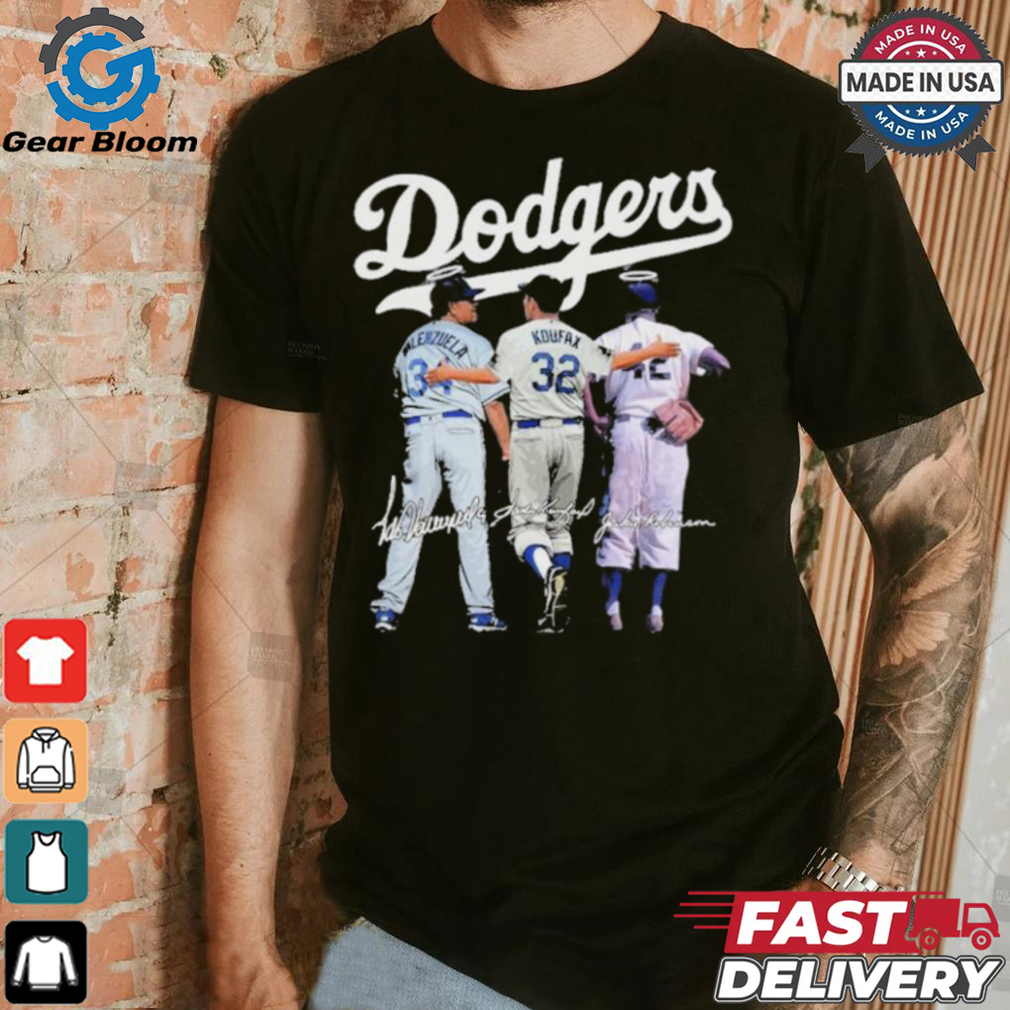 Official The Dodgers Fernando Valenzuela Jackie Robinson And Sandy Koufax Signatures Shirt Official The Dodgers Fernando Valenzuela Jackie Robinson And Sandy Koufax Signatures Shirt