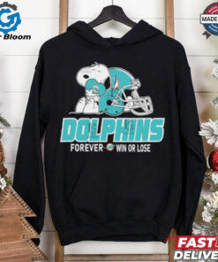 Official The Peanuts Movie Snoopy X Miami Dolphins Forever Win Or Lose Shirt