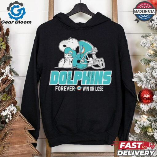 Official The Peanuts Movie Snoopy X Miami Dolphins Forever Win Or Lose Shirt