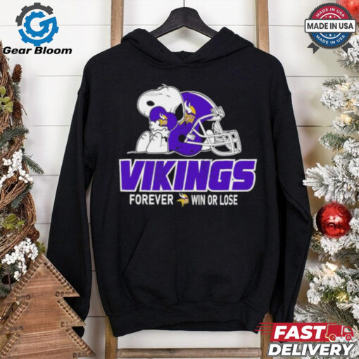 Official The Peanuts Movie Snoopy X Minnesota Vikings Forever Win Or Lose Shirt