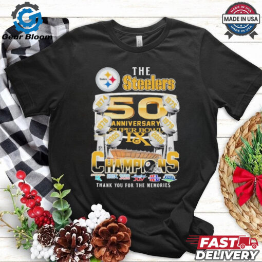 Official The Pittsburgh Steelers 50 Anniversary Super Bowl Champions Thank You For The Memories Shirt