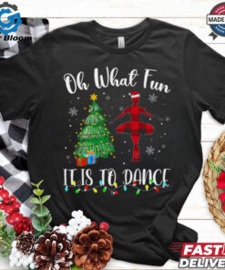 Oh What Fun It Is To Dance Plaid Christmas Dancing Dance T Shirt Recovered