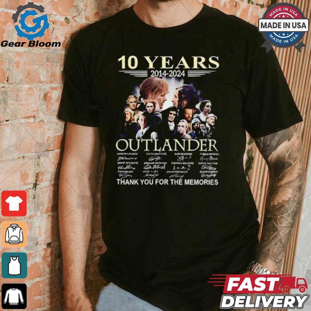 Outlander 10 years 2014 2024 thank you for the memories signatures shirt Outlander 10 years 2014 2024 thank you for the memories signatures shirt