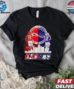 Patrick Mahomes and Avery Johnson Kansas signatures shirt