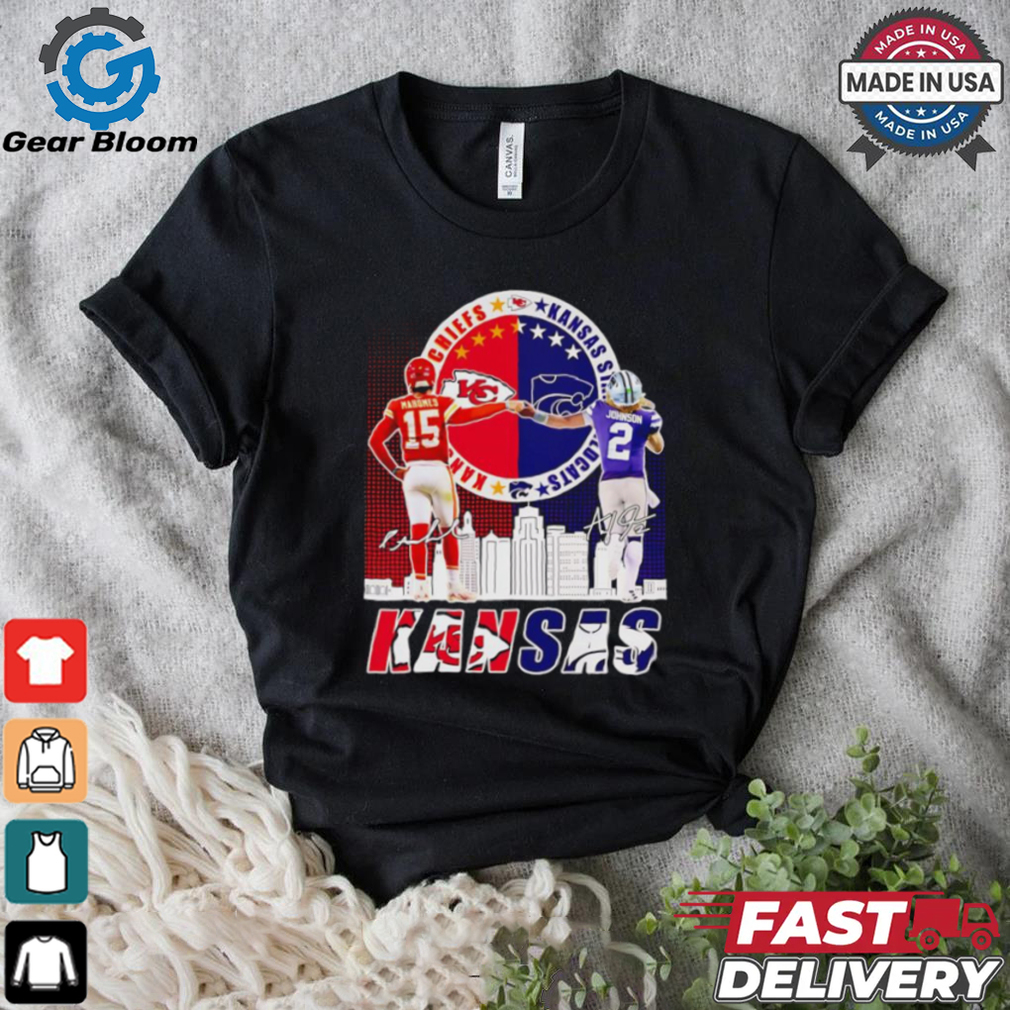 Patrick Mahomes and Avery Johnson Kansas signatures shirt Patrick Mahomes and Avery Johnson Kansas signatures shirt