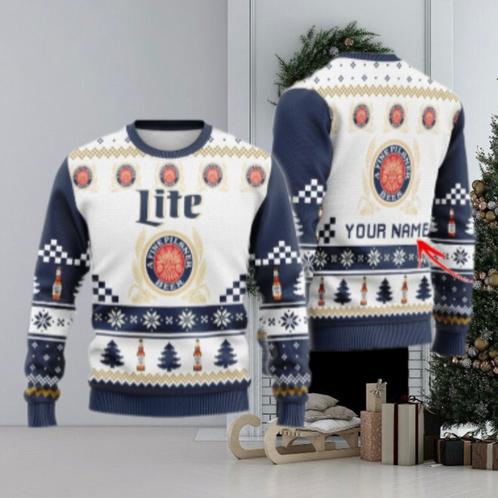 Personalized Miller Lite Classic Ugly Christmas Sweater Personalized Miller Lite Classic Ugly Christmas Sweater