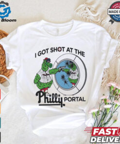 Phillie Phanatic Philadelphia Phillies I got shot at the Philly portal shirt