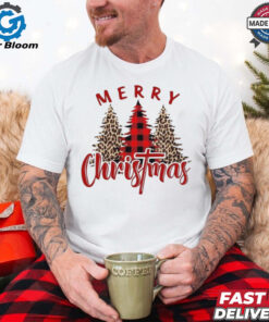 Pine Tree Leopard Merry Christmas 2024 Shirt