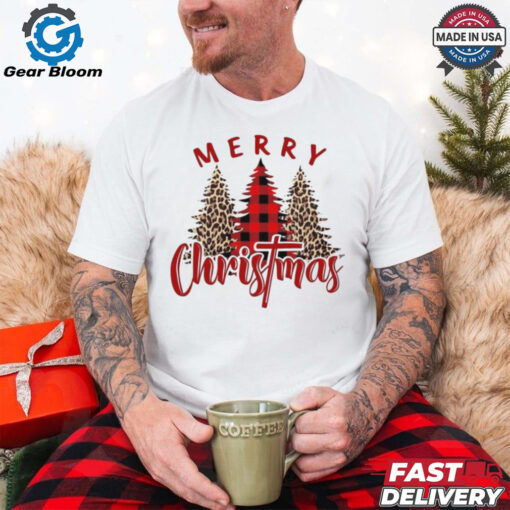 Pine Tree Leopard Merry Christmas 2024 Shirt