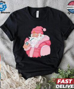 Pink Santa Claus drinking Starbucks shirt