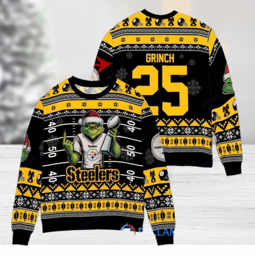 Pittsburgh Steelers x Grinch Christmas Dr. Seuss How the Grinch Stole Christmas with Super Bowl Trophy Custom Ugly Christmas Sweater Pittsburgh Steelers x Grinch Christmas Dr. Seuss How the Grinch Stole Christmas with Super Bowl Trophy Custom Ugly Christmas Sweater