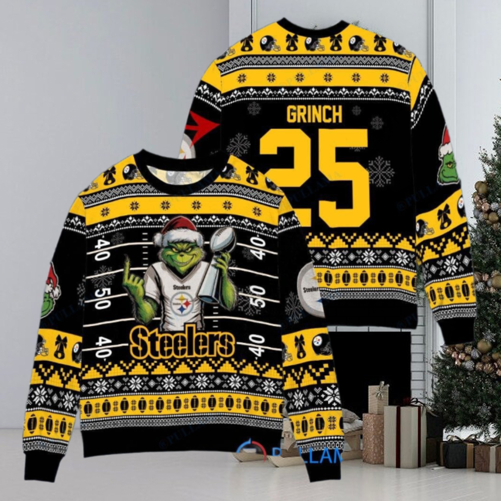 Pittsburgh Steelers x Grinch Christmas Dr. Seuss How the Grinch Stole Christmas with Super Bowl Trophy Custom Ugly Christmas Sweater Pittsburgh Steelers x Grinch Christmas Dr. Seuss How the Grinch Stole Christmas with Super Bowl Trophy Custom Ugly Christmas Sweater