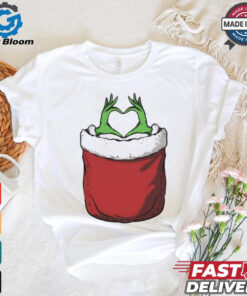Pocket Grinch heart hand shirt