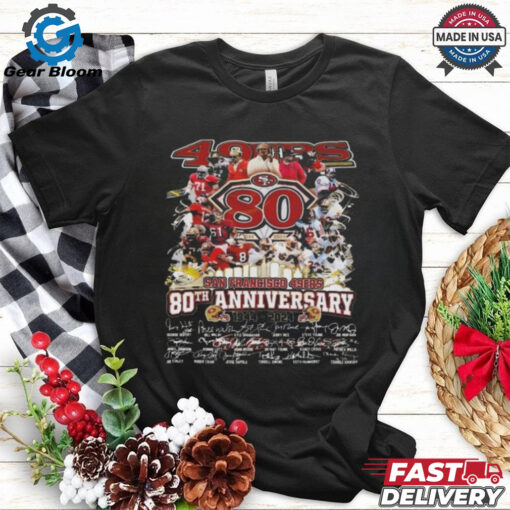 San Francisco 49ers 80th Anniversary 1944 2024 Signatures Shirt