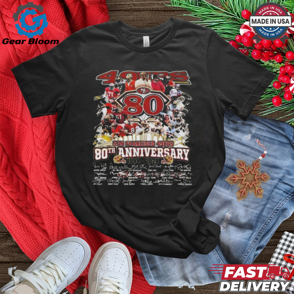 San Francisco 49ers 80th Anniversary 1944 2024 Signatures Shirt San Francisco 49ers 80th Anniversary 1944 2024 Signatures Shirt