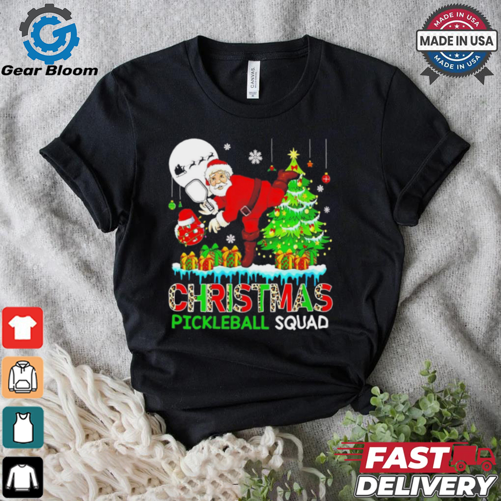 Santa Christmas Pickleball Squad Tee Shirt Santa Christmas Pickleball Squad Tee Shirt