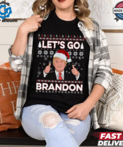Santa Donald Trump fuck Biden let’s go brandon Ugly Christmas 2024 Shirt