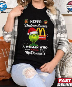 Santa Grinch never underestimate a woman who works at McDonald’s Christmas 2024 Shirt