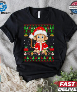 Santa Monkey lights Ugly Christmas Shirt