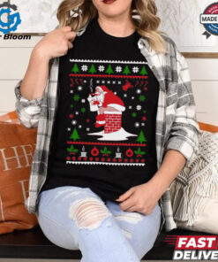 Santa Pooping Down The Chimney Ugly Christmas 2024 Shirt