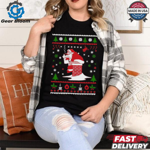 Santa Pooping Down The Chimney Ugly Christmas 2024 Shirt