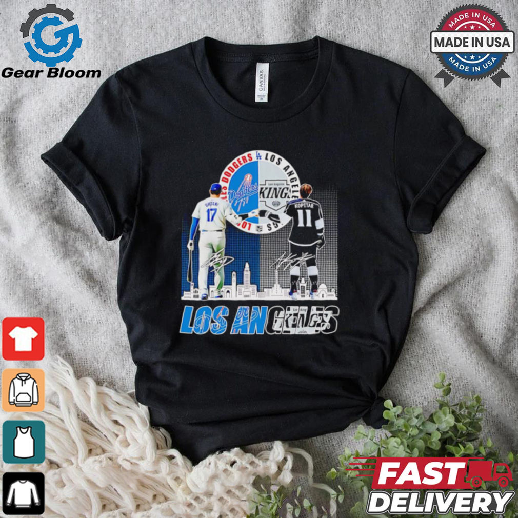 Shohei Ohtani and Anže Kopitar Los Angeles signatures shirt Shohei Ohtani and Anže Kopitar Los Angeles signatures shirt