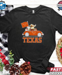 Snoopy and Bevo driving car Texas Longhorns shirt