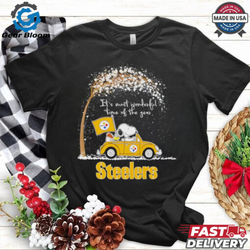 Snoopy driving car Steelers most wonderful time of the year Winter shirt