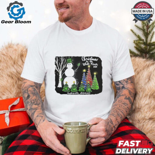 Snowman Christmas on the white river 2024 shirt