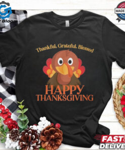 Thankful Grateful Blessed Cute Turkey Happy Thanksgiving Shirt