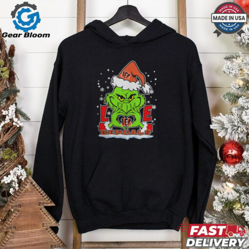 The Grinch Love Heart 2024 Cincinnati Bengals Football Christmas Shirt