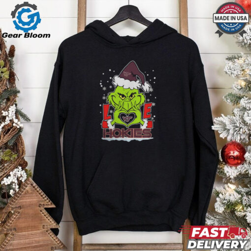 The Grinch Love Heart 2024 Virginia Tech Hokies Football Christmas Shirt