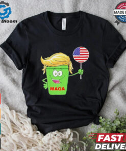 Trump MAGA Cartoon Garbage Can American Flag shirt