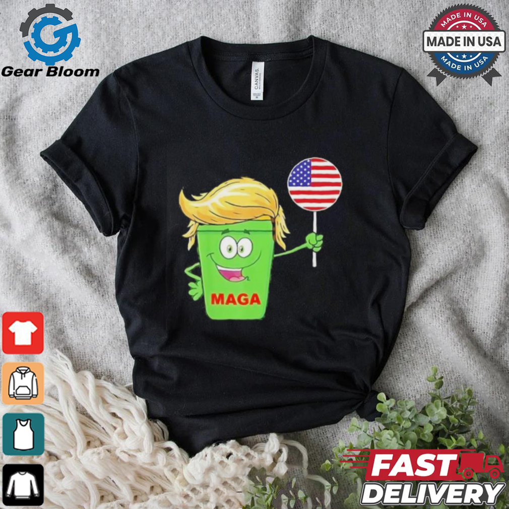 Trump MAGA Cartoon Garbage Can American Flag shirt Trump MAGA Cartoon Garbage Can American Flag shirt