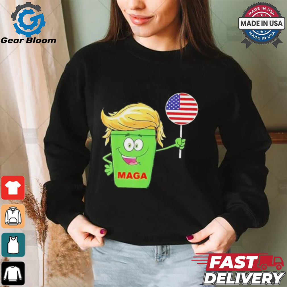Trump MAGA Cartoon Garbage Can American Flag shirt Trump MAGA Cartoon Garbage Can American Flag shirt