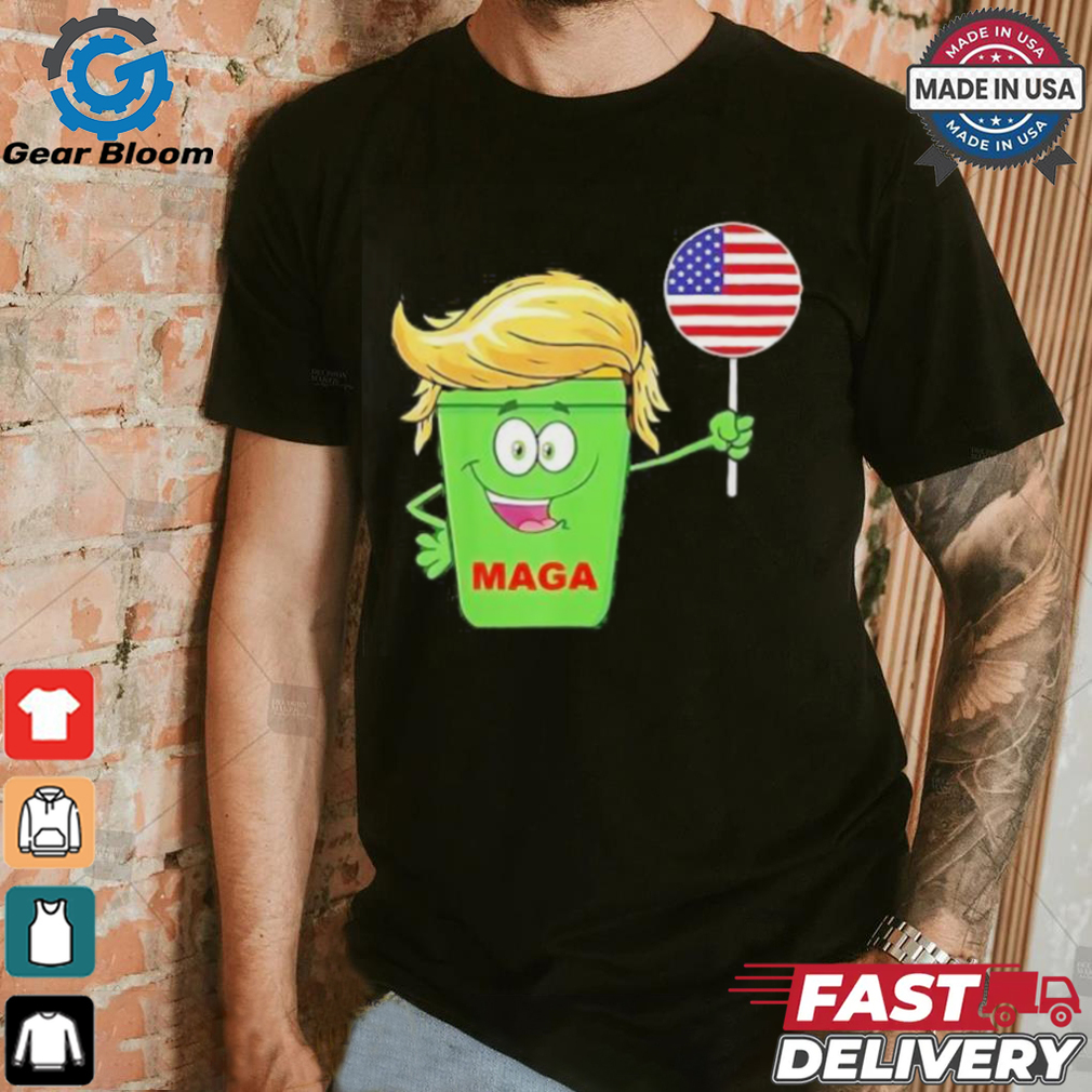 Trump MAGA Cartoon Garbage Can American Flag shirt Trump MAGA Cartoon Garbage Can American Flag shirt