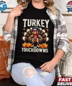 Turkey And Touchdowns Football Thanksgiving Shirts Men Boys T Shirt