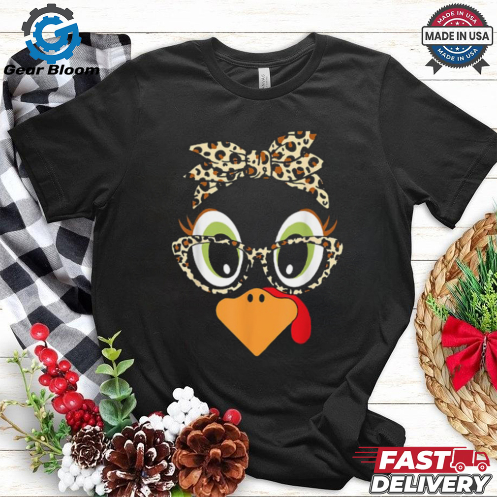 Turkey Face Leopard Headband Glasses Thanksgiving Women Girl T Shirt Turkey Face Leopard Headband Glasses Thanksgiving Women Girl T Shirt