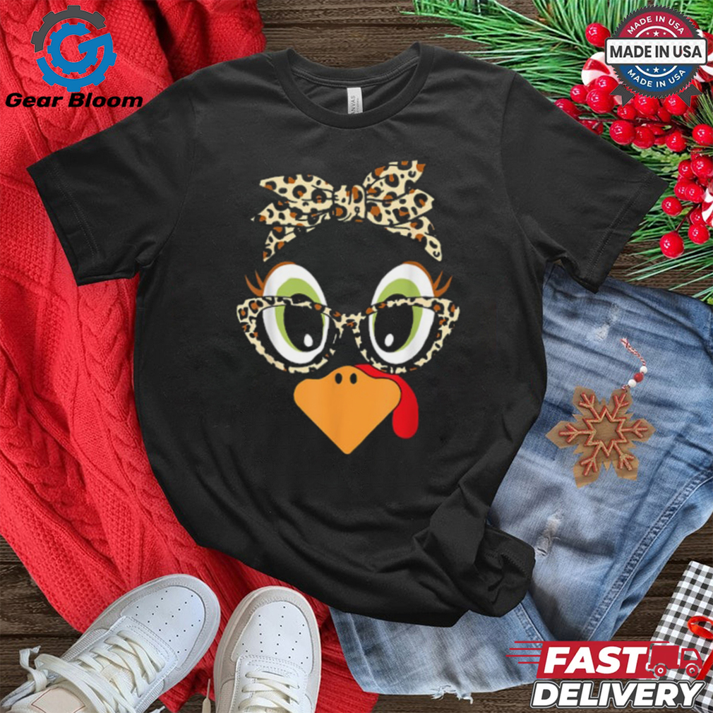 Turkey Face Leopard Headband Glasses Thanksgiving Women Girl T Shirt Turkey Face Leopard Headband Glasses Thanksgiving Women Girl T Shirt