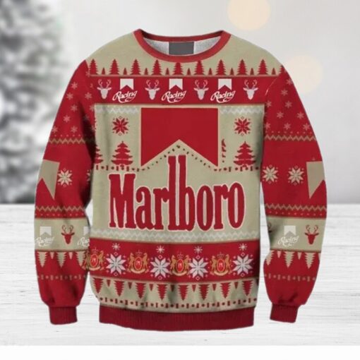 Unisex Marlboro Print Party Ugly Christmas Sweater