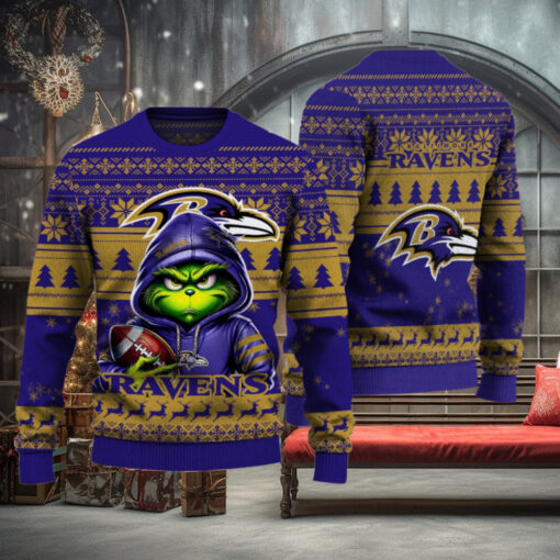 Baltimore Ravens Christmas Grinch Knitted Sweater