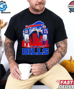 Buffalo Bills Jim Kelly and Josh Allen city skyline signature shirt Fan Favorite