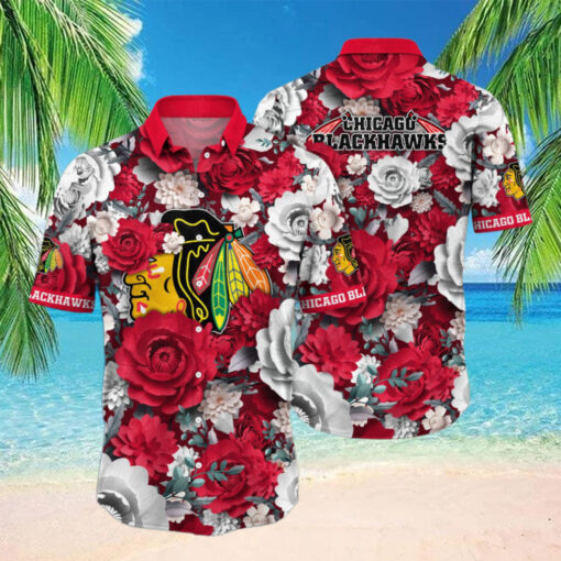 Chicago Blackhawks Elegant Blossom Hawaiian Shirt