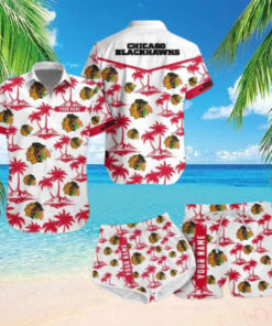 Chicago Blackhawks Island Sunset Hawaiian Shirt