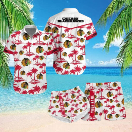 Chicago Blackhawks Island Sunset Hawaiian Shirt