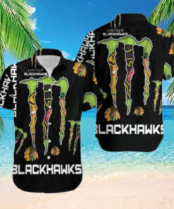 Chicago Blackhawks Monster Energy Claw Hawaiian Shirt