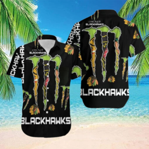 Chicago Blackhawks Monster Energy Claw Hawaiian Shirt