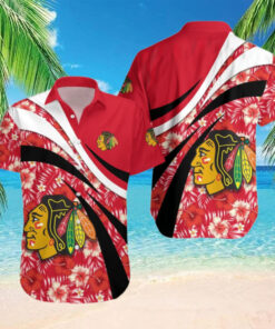 Chicago Blackhawks Tropical Floral Wave Hawaiian Shirt